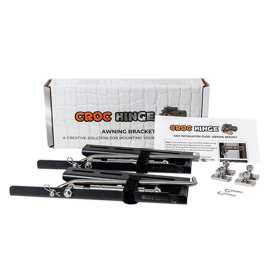 Croc Hinge Awning Bracket Pair - Black