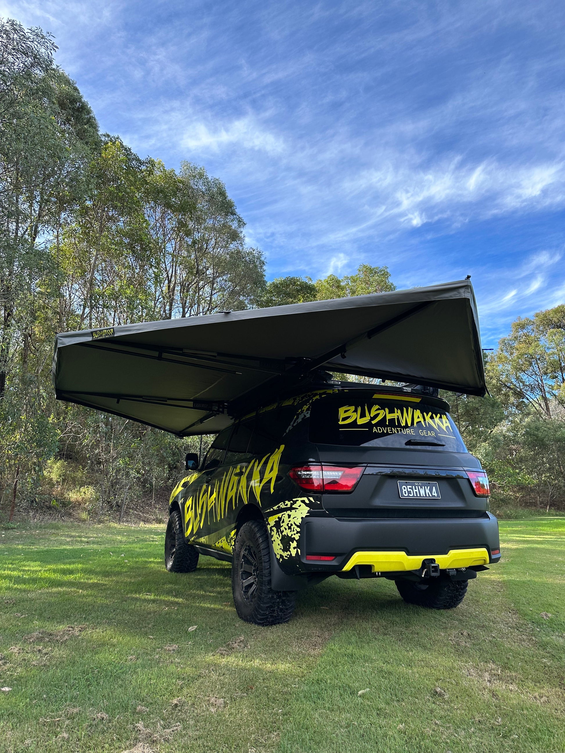 rooftop tent on bushwakka branded vehicle